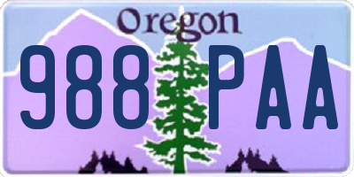 OR license plate 988PAA