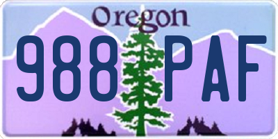 OR license plate 988PAF