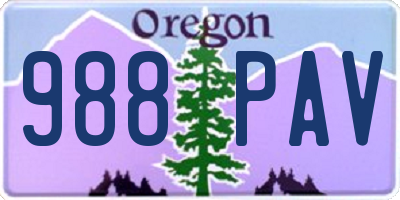 OR license plate 988PAV