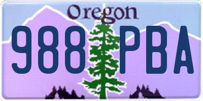 OR license plate 988PBA
