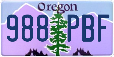 OR license plate 988PBF
