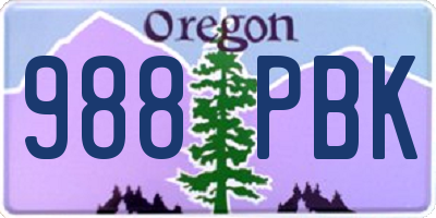 OR license plate 988PBK