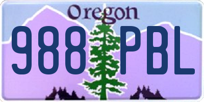 OR license plate 988PBL