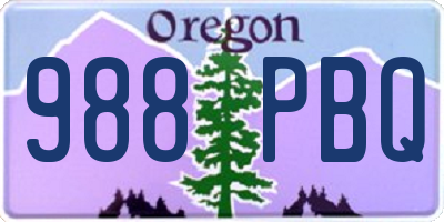 OR license plate 988PBQ