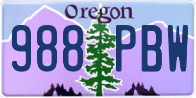 OR license plate 988PBW
