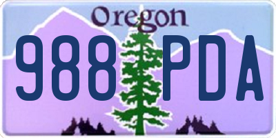 OR license plate 988PDA