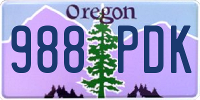 OR license plate 988PDK