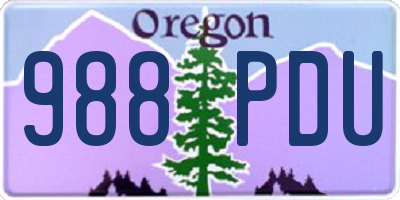 OR license plate 988PDU