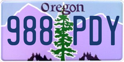 OR license plate 988PDY