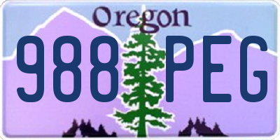 OR license plate 988PEG