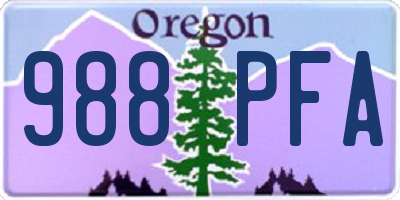 OR license plate 988PFA