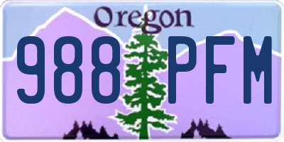 OR license plate 988PFM