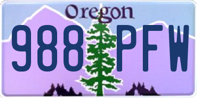 OR license plate 988PFW