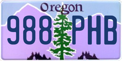 OR license plate 988PHB