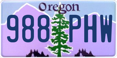OR license plate 988PHW