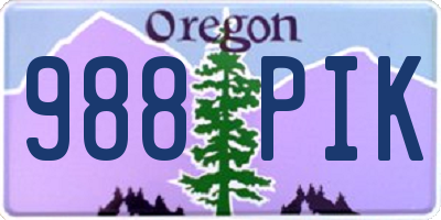 OR license plate 988PIK