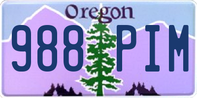 OR license plate 988PIM