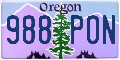 OR license plate 988PON
