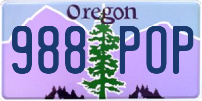 OR license plate 988POP