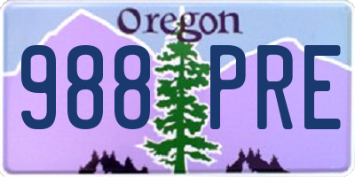 OR license plate 988PRE