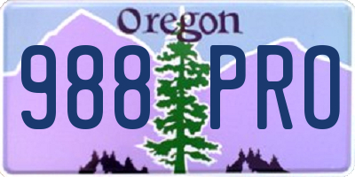 OR license plate 988PRO
