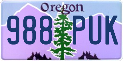 OR license plate 988PUK