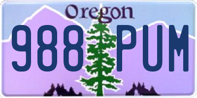 OR license plate 988PUM