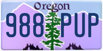 OR license plate 988PUP