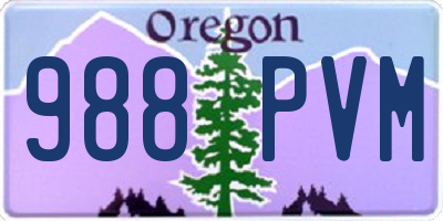 OR license plate 988PVM