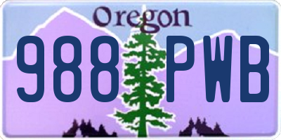 OR license plate 988PWB