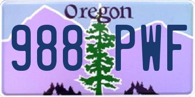 OR license plate 988PWF