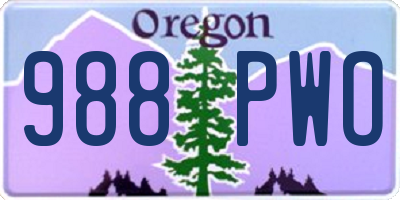 OR license plate 988PWO