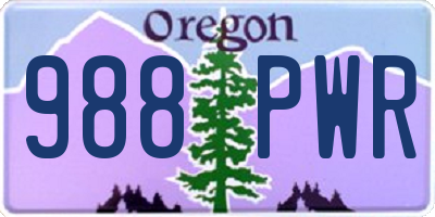 OR license plate 988PWR