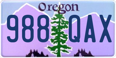 OR license plate 988QAX