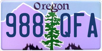 OR license plate 988QFA