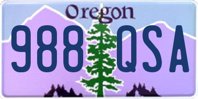 OR license plate 988QSA