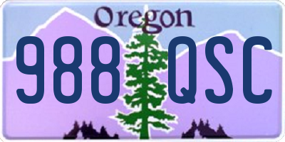 OR license plate 988QSC