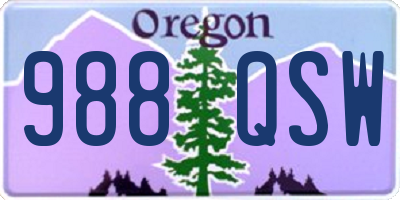 OR license plate 988QSW
