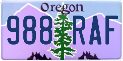 OR license plate 988RAF