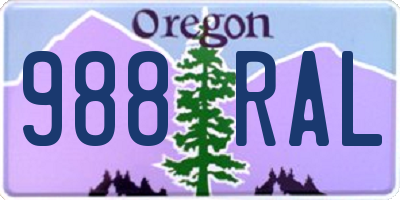 OR license plate 988RAL