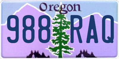 OR license plate 988RAQ