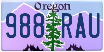 OR license plate 988RAU