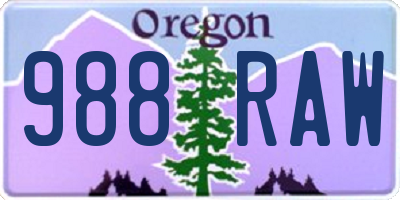 OR license plate 988RAW