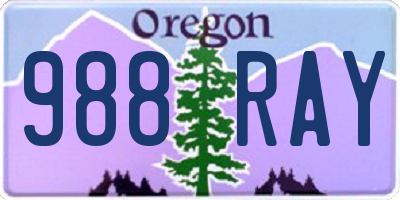 OR license plate 988RAY