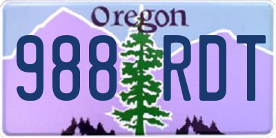 OR license plate 988RDT