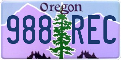 OR license plate 988REC