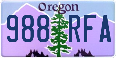 OR license plate 988RFA