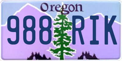 OR license plate 988RIK