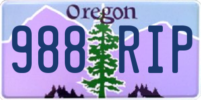 OR license plate 988RIP