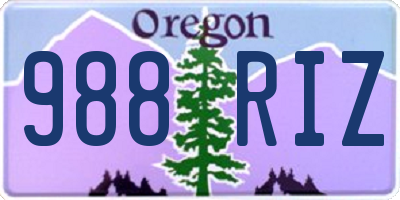OR license plate 988RIZ